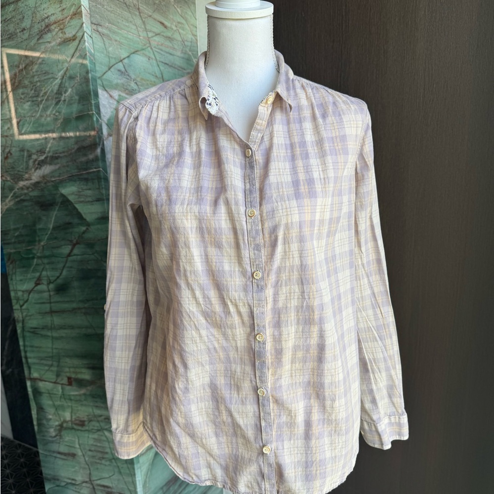 Anthropology Isabella Sinclair Women’s Floral and Plaid Button Down Shirt
